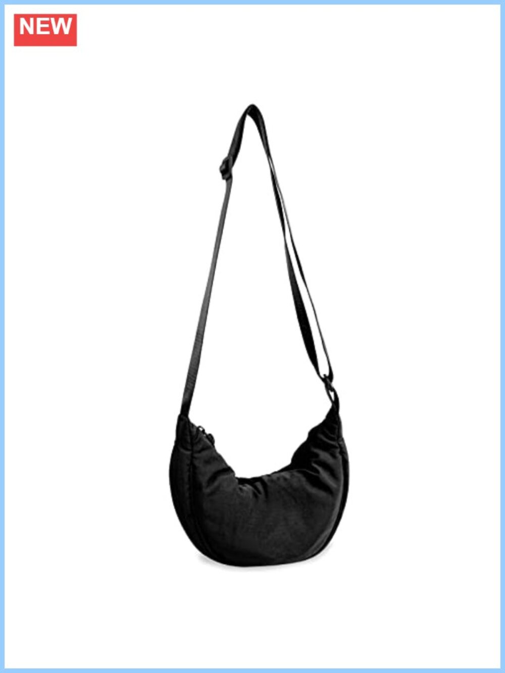 Nylon Crescent Crossbody Bag Small Travel Sling Hobo Purse Adjustable Strap